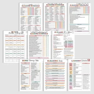 Set taccuino pianificatore programma pulizie famiglia e lista di controllo attività quotidiane.