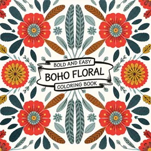 Boho floral coloring book for adults and kids, stress relief and mindfulness drawing book detail.
