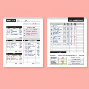 Detailansicht der Rechnungsplaner Notizbuch Innenseite Finanzplaner Budget Organizer