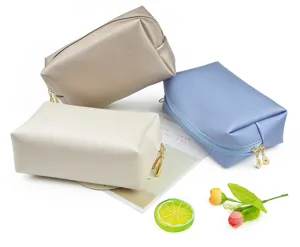Portable PU cosmetic bag waterproof travel toiletry storage pouch for women daily use.