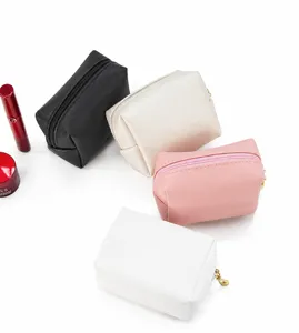 Portable mini PU leather cosmetic bag waterproof travel makeup pouch for women and girls storage