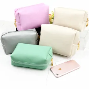 Portable waterproof PU leather cosmetic bag for women travel makeup pouch organizer