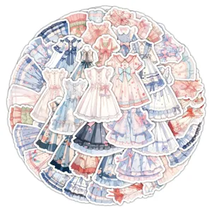 60 Pcs Cute Lolita Dress Anime Stickers Aesthetic Kawaii Decals for Laptop Luggage Phone Case