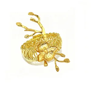 Gold metal orchid curtain ring luxury tieback spring holder home decor drapery accessory