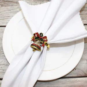 Christmas bell rhinestone napkin ring table decoration detail close up festive table setting