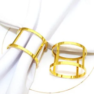 Gold metal napkin rings set, hollow out design table decor for dining and wedding parties