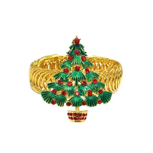 Christmas tree curtain tieback green rhinestone metal spring curtain buckle home decor