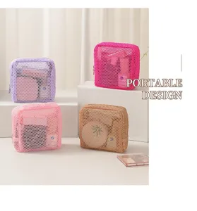 Tragbare Netz-Kosmetiktasche, große Kapazität Reise-Aufbewahrungsbeutel für Make-up.