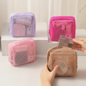 Tragbare Netz Kosmetiktasche mit Reißverschluss große Kapazität Make-up Tasche Organizer