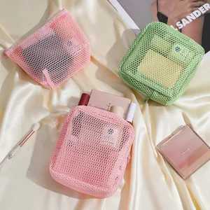 Dopamin Farbe Netz Kosmetiktasche groesere Kapazitaet tragbare Make-up Tasche fuer Damen.