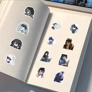 Cute anime character waterproof stickers set for decorating water bottles, laptops and luggage.