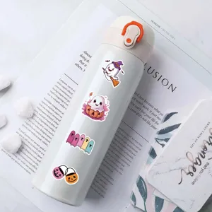 Halloween adesivi fantasma zucca carini impermeabili per bottiglia d'acqua cover telefono