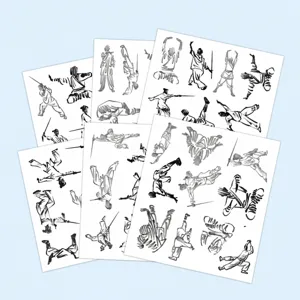 60 Pcs Martial Arts Graffiti Stickers Kung Fu Ink Painting Decals for Phone Case Luggage