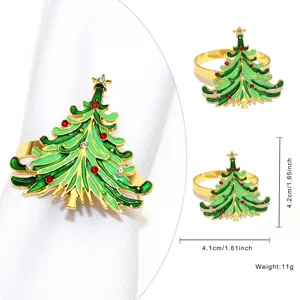Portatovaglioli albero di natale in metallo dorato supporto tovagliolo 4,1x4,2 cm