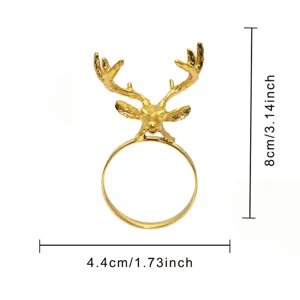 Gold reindeer napkin ring metal deer head table decor for Christmas party dinner table 1pc