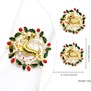 Anello portatovagliolo cervo di Natale corona metallo dorato per decorazione tavola 4.1cm