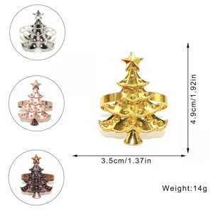 Christmas tree napkin ring metal table decor holder for hotel wedding party dinner silver gold