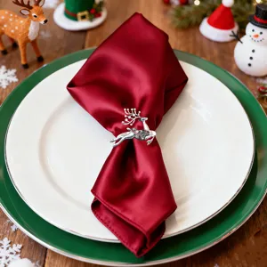 Christmas elk napkin ring metal reindeer napkin buckle holiday table decoration detail shot