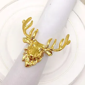Gold Christmas deer napkin ring metallic elk table holder for holiday dinner party decoration