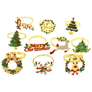 Set di portatovaglioli in metallo con strass di Natale per decorazione tavola festa