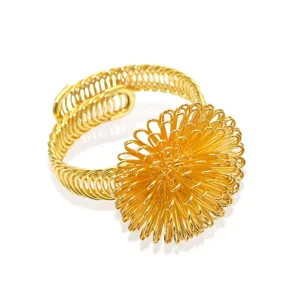 Gold metal wire curtain buckle handcrafted flower napkin ring decorative tieback accessory