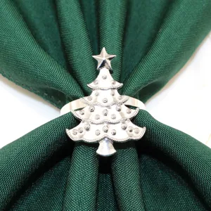 Silver Christmas tree napkin ring holder for hotel table dinner wedding party decor.