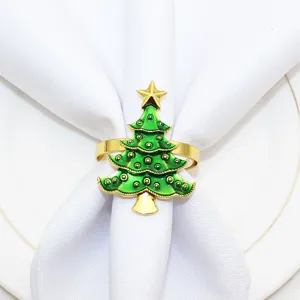 Weihnachtsbaum Serviettenring Detail grüne Goldlegierung Feiertag Tischdekoration Accessoire