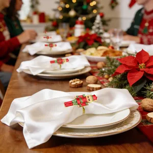 Christmas nutcracker napkin ring red soldier napkin holder for holiday table decor settings