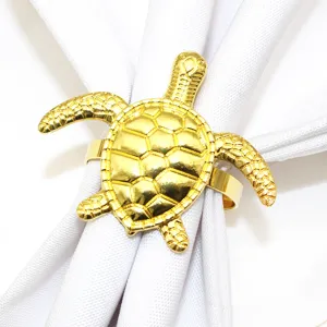 Gold sea turtle napkin ring nautical table decor for dining table and wedding party