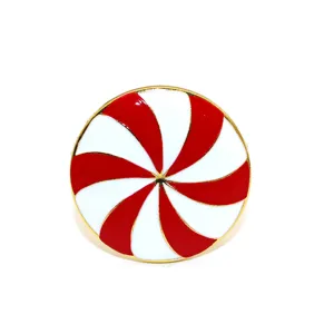 Rot-weiße gestreifte Pfefferminz-Bonbon-Serviettenring, Metall-Legierung Weihnachts-Dekoration.