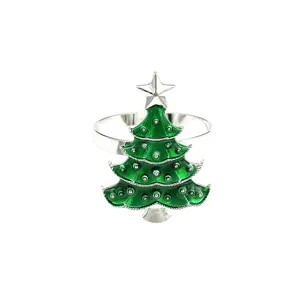 Weihnachtsbaum Serviettenring gruen emailliert Metall festliche Tischdeko Party Zubehoer