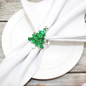 Grüner Weihnachtsbaum Serviettenring aus Legierung elegante Festtag Tischdeko Halter