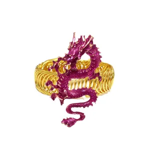 Creative Chinese dragon curtain tieback, gold spring metal drapery clip for home decor.
