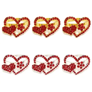 Glitzernde rote Strass Herz Serviettenringe Set für Hochzeit Valentinstag Tischdeko Party
