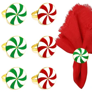 Festliche Weihnachts Serviettenringe Pfefferminz Süßigkeit Metall Serviettenhalter Legierung Geschirr Zubehör Für Feiertag Tischdeko