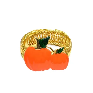 Fermatenda a molla in metallo con dettaglio zucca arancione, clip decorativa per finestre.