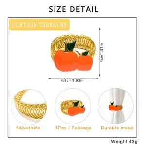 Fermatende a molla in metallo con design a zucca arancione, 4 pz regolabili e resistenti.