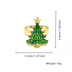 Weihnachtsbaum Serviettenring Gold Metall Festliche Tischdeko Emaillierte Accessoires
