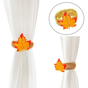 Orange maple leaf curtain buckle metal spring tieback holdback for home window decor and drape