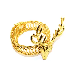 Gold metal deer head curtain tieback detail, spring curtain buckle decoration for home decor.
