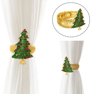Christmas Tree Metal Curtain Tieback Rhinestone Spring Curtain Clip Decorative Window Holdback Hardware Accessories