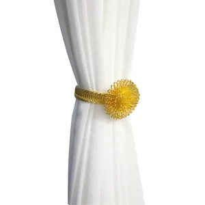 Gold metal curtain tieback spring wire ball clip decorative holder for drapery home decor