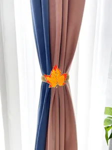 Autumn maple leaf curtain tieback metal spring buckle for home window decor elegant holdback