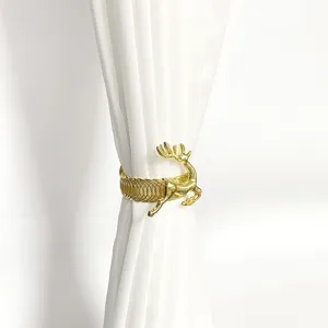Gold reindeer curtain tieback spring buckle metal drapery holder home decor accessory