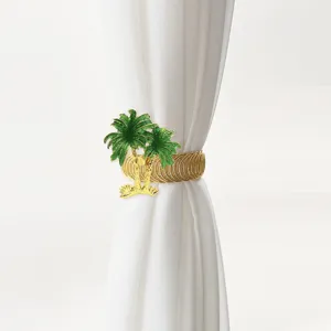 Boucle de rideau en métal cocotier vert hawaïen attache de rideau à ressort décoration