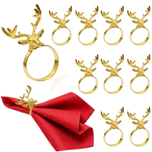 Christmas Reindeer Napkin Ring Metal Deer Head Napkin Holder Gold Silver Rose Gold Table Decor Party Supplies