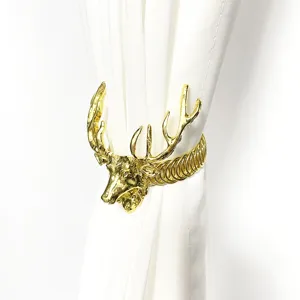 Elegante goldene Hirschkopf Vorhangraffer Metallfeder Vorhanghalter für Heimdekoration.