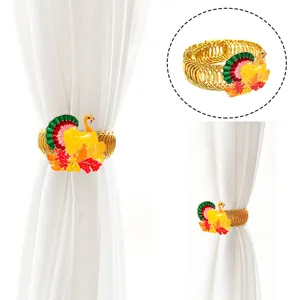 Thanksgiving Maple Leaf Turkey Curtain Buckle Metal Spring Curtain Tieback Home Decorative Drapery Holdback Fastener