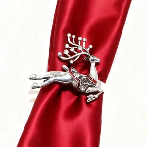 Christmas elk napkin ring vintage reindeer napkin holder holiday table decor set 6pcs