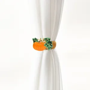 Orange rhinestone pumpkin curtain buckle modern minimalist metal spring curtain tieback decor.